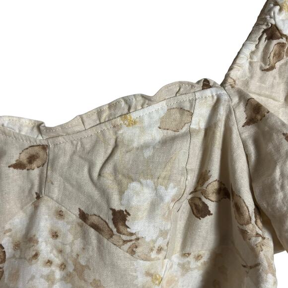 House of Harlow 1960 Samina Cream Floral Print Short Sleeve Crop Top Size 10 - Picture 6 of 8